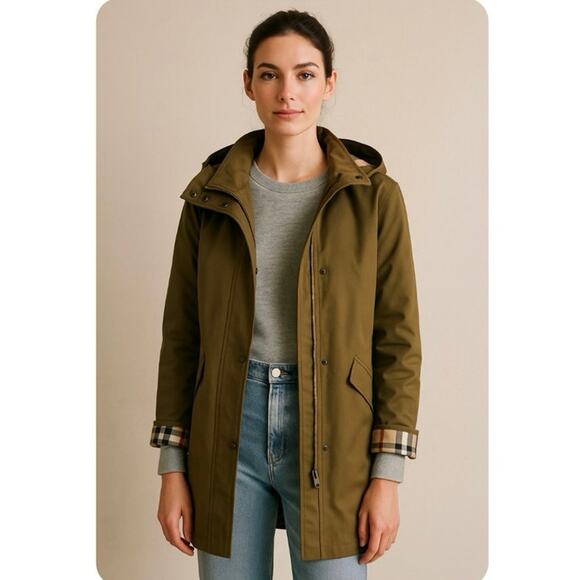 Burberry Bowpark Raincoat With Wool Liner In Dark Khaki M/10 - Picture 1 of 16
